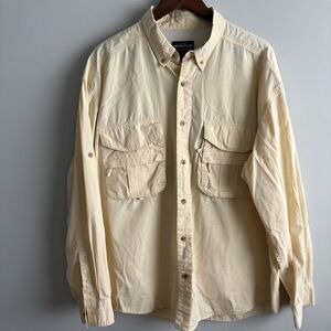 Woolrich Fishing Shirt Mens XL Long Sleeve Button Down Vented Utility Outdoor